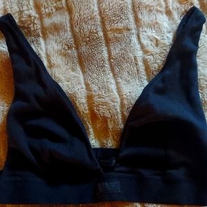 Skims cotton plunge black bralette 2x